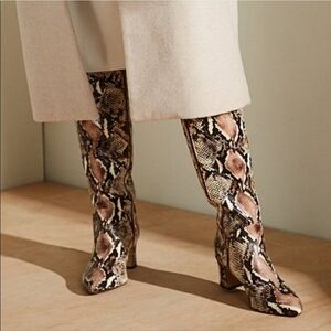 NEW Alex Marie Pamilla Python Snakeskin Leather Heeled Boots Reptile Spring